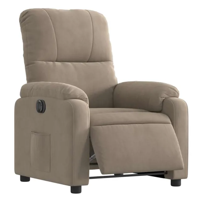 Fauteuil inclinable électrique taupe tissu microfibre