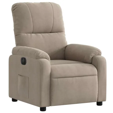 Fauteuil inclinable électrique taupe tissu microfibre
