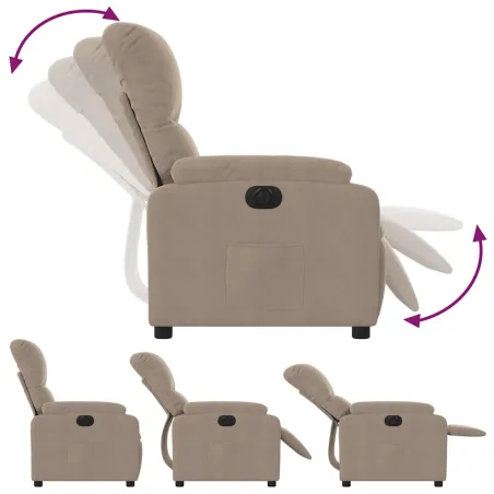 Fauteuil inclinable électrique taupe tissu microfibre