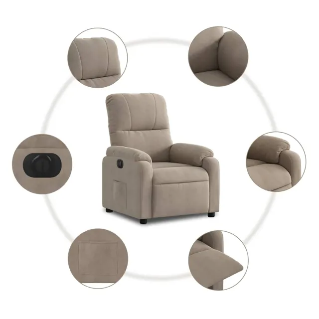 Fauteuil inclinable électrique taupe tissu microfibre
