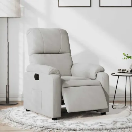 Fauteuil inclinable électrique gris clair tissu microfibre
