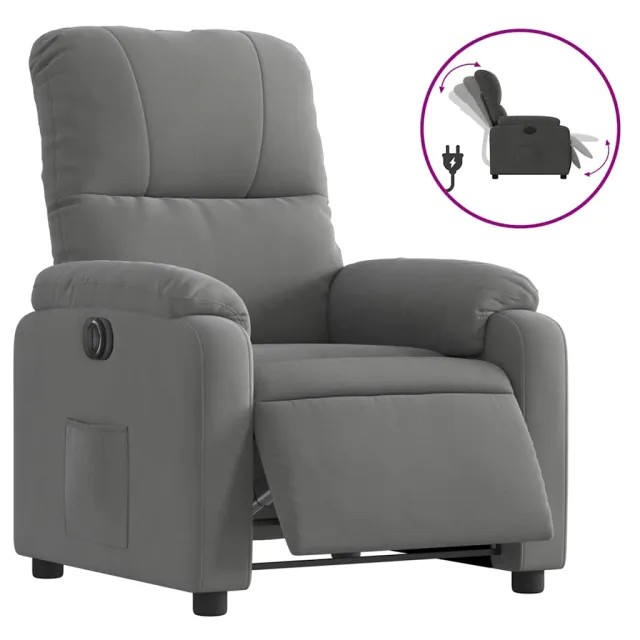 Fauteuil inclinable électrique gris foncé tissu microfibre