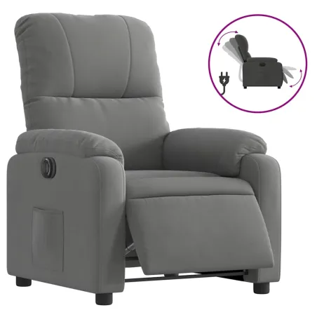 Fauteuil inclinable électrique gris foncé tissu microfibre