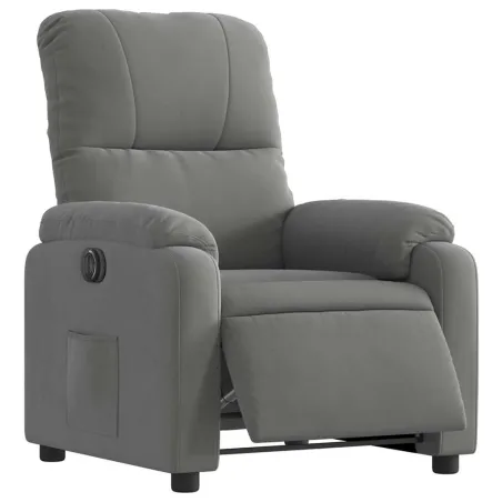 Fauteuil inclinable électrique gris foncé tissu microfibre