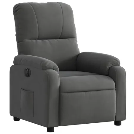 Fauteuil inclinable électrique gris foncé tissu microfibre