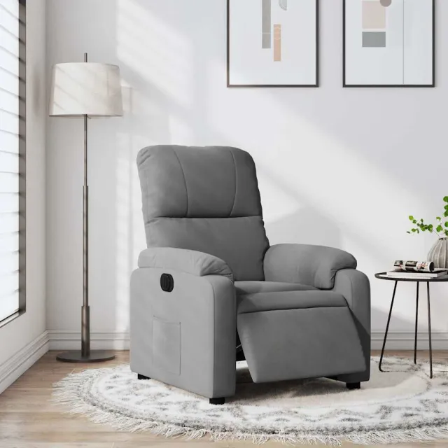 Fauteuil inclinable électrique gris foncé tissu microfibre