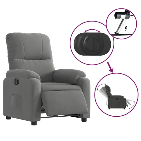 Fauteuil inclinable électrique gris foncé tissu microfibre
