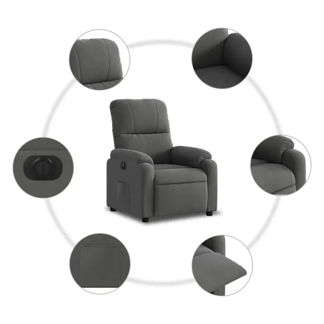 Fauteuil inclinable électrique gris foncé tissu microfibre