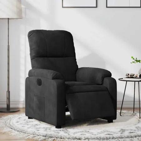 Fauteuil inclinable électrique noir tissu microfibre