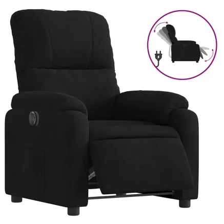 Fauteuil inclinable électrique noir tissu microfibre 2