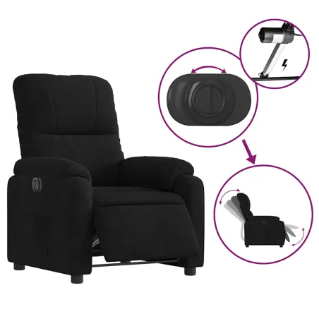 Fauteuil inclinable électrique noir tissu microfibre