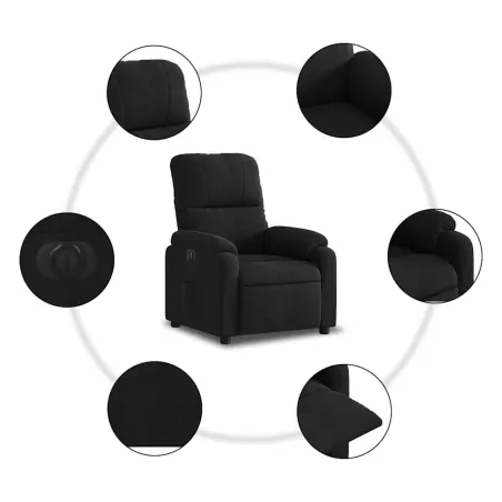Fauteuil inclinable électrique noir tissu microfibre