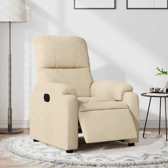 Fauteuil inclinable électrique crème tissu microfibre