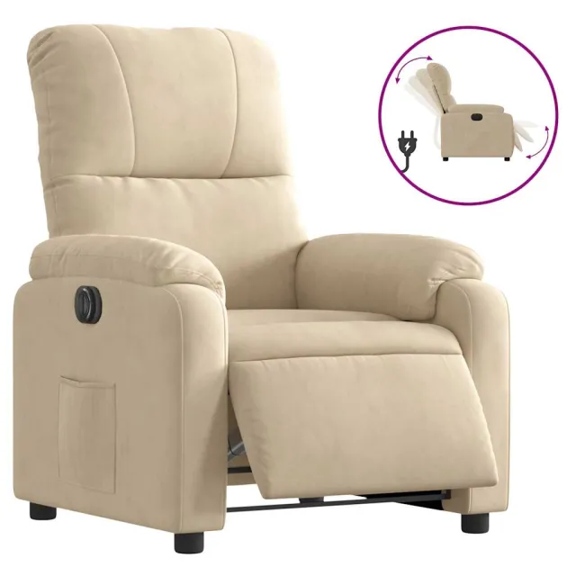Fauteuil inclinable électrique crème tissu microfibre
