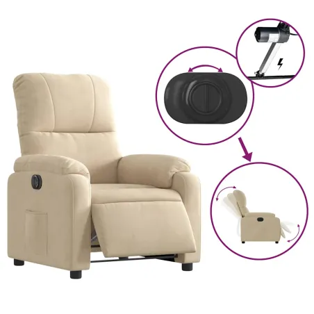Fauteuil inclinable électrique crème tissu microfibre