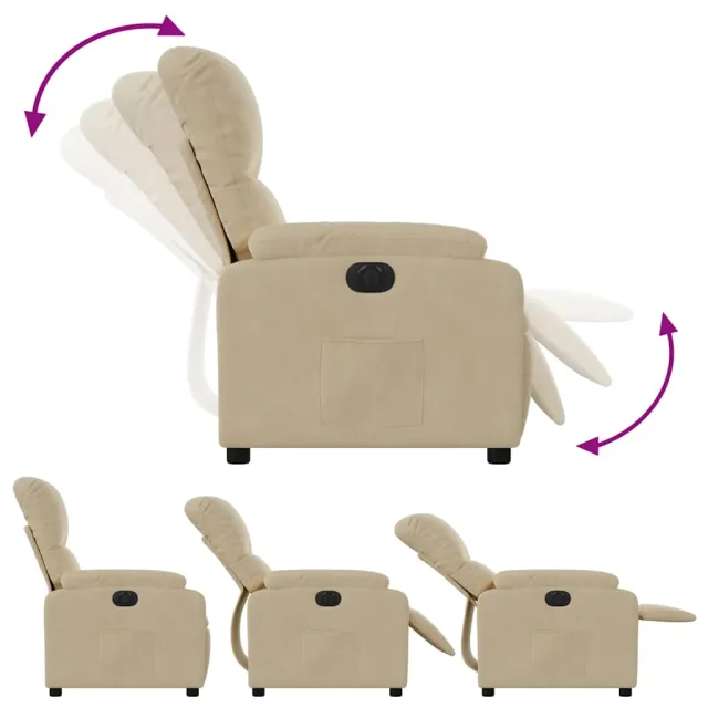 Fauteuil inclinable électrique crème tissu microfibre