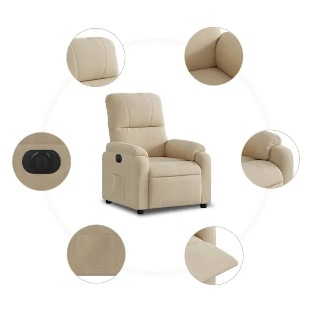 Fauteuil inclinable électrique crème tissu microfibre