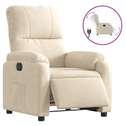 Fauteuil inclinable électrique beige tissu microfibre 2