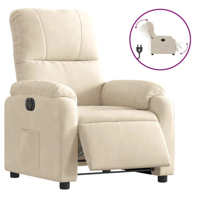 Fauteuil inclinable électrique beige tissu microfibre