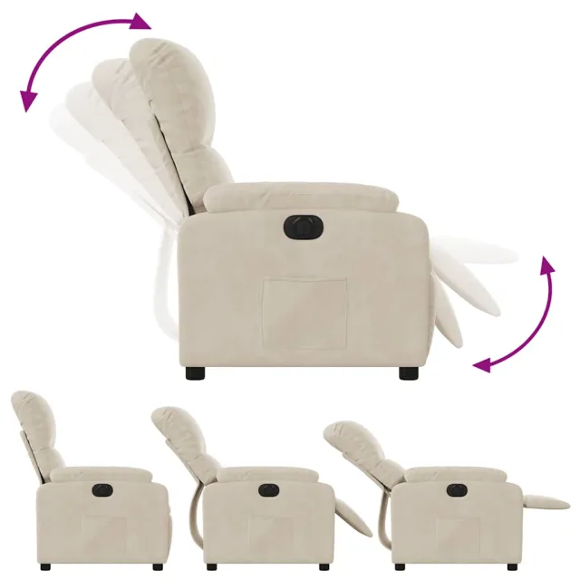 Fauteuil inclinable électrique beige tissu microfibre