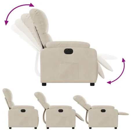 Fauteuil inclinable électrique beige tissu microfibre