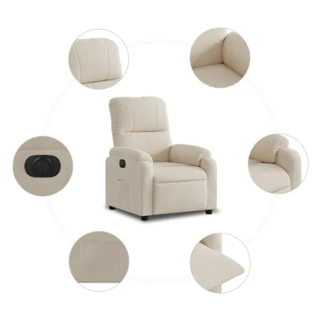 Fauteuil inclinable électrique beige tissu microfibre