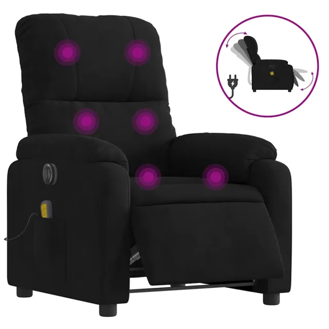 Fauteuil inclinable de massage électrique noir tissu microfibre