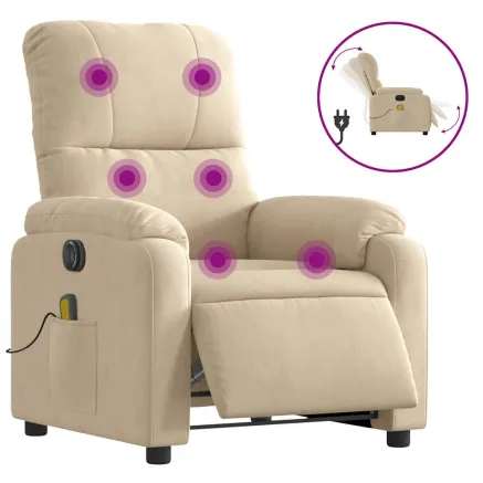 Fauteuil inclinable de massage électrique crème 2