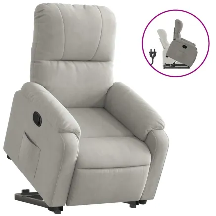 Fauteuil inclinable gris clair tissu microfibre 2