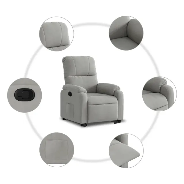Fauteuil inclinable gris clair tissu microfibre