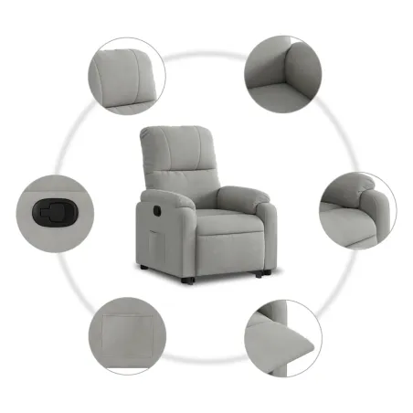 Fauteuil inclinable gris clair tissu microfibre