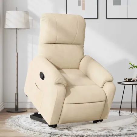 Fauteuil inclinable crème tissu microfibre