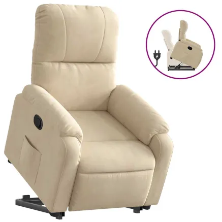 Fauteuil inclinable crème tissu microfibre 2