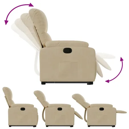 Fauteuil inclinable crème tissu microfibre