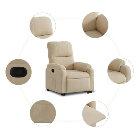Fauteuil inclinable crème tissu microfibre