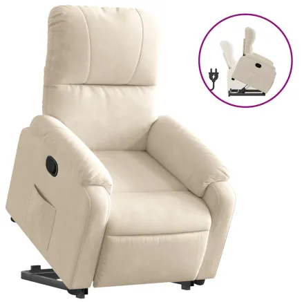 Fauteuil inclinable beige tissu microfibre 2