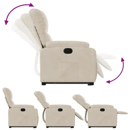 Fauteuil inclinable beige tissu microfibre