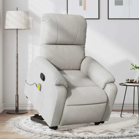 Fauteuil inclinable de massage gris clair tissu microfibre