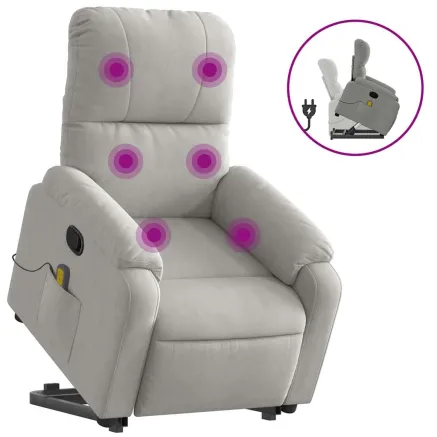 Fauteuil inclinable de massage gris clair tissu microfibre 2