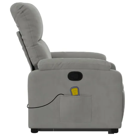 Fauteuil inclinable de massage gris clair tissu microfibre