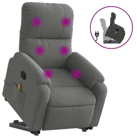 Fauteuil inclinable de massage gris foncé tissu microfibre 2