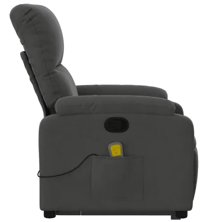 Fauteuil inclinable de massage gris foncé tissu microfibre