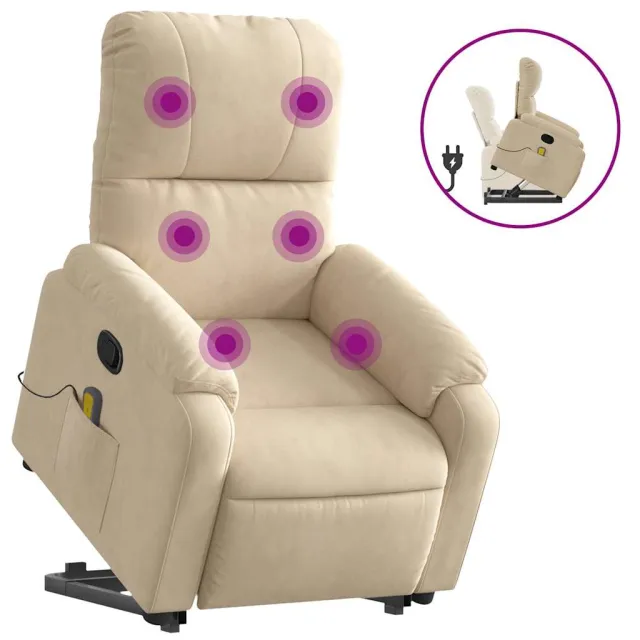 Fauteuil inclinable de massage crème tissu microfibre