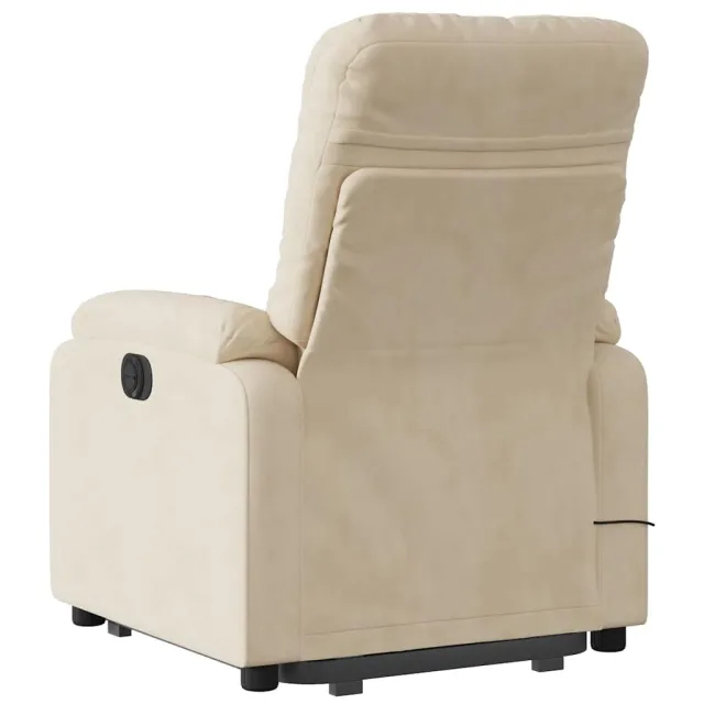 Fauteuil inclinable de massage crème tissu microfibre