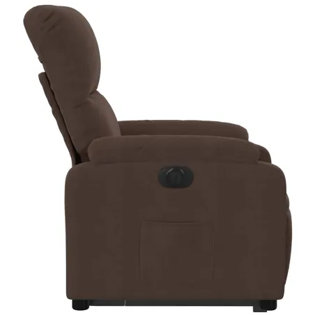 Fauteuil inclinable électrique marron tissu microfibre