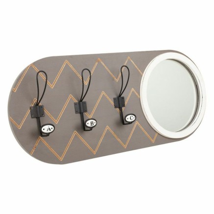 Appendiabiti con specchio Alexandra House Living Grigio Legno di abete