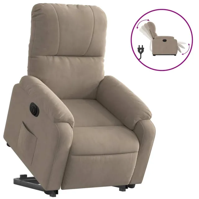 Fauteuil inclinable électrique taupe tissu microfibre