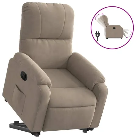 Fauteuil inclinable électrique taupe tissu microfibre