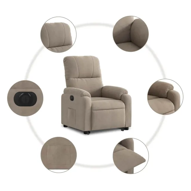 Fauteuil inclinable électrique taupe tissu microfibre