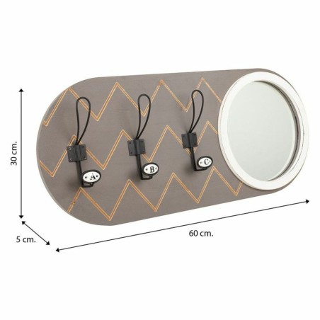 Perchero con espejo Alexandra House Living Gris Madera de abeto Madera